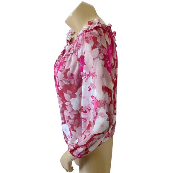 INC Womens Size Small Floral Print Lined Long Sleeve Boho Peasant Blouse Shirt - Picture 2 of 8